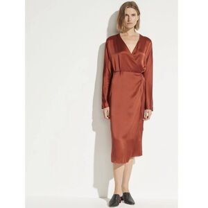 Vince - Wrap Tie Dress in Brick
